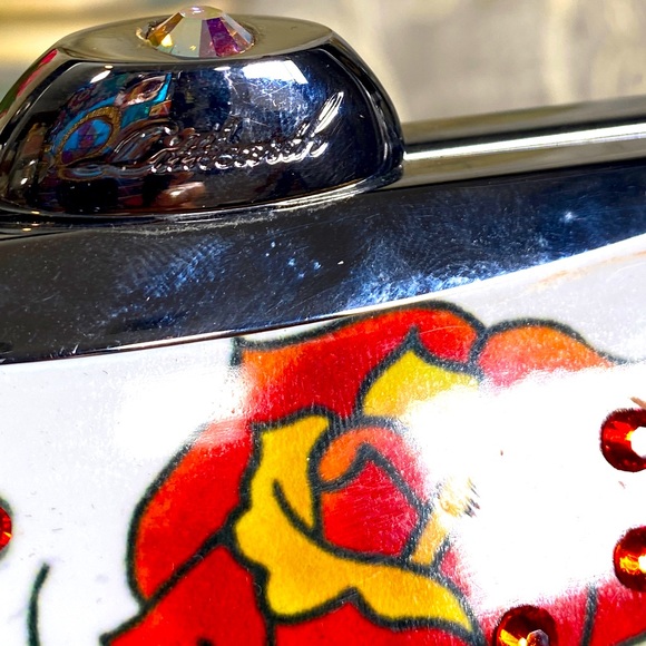 LITTLE EARTH USA PRISTINE Metal Purse Tattoo Art Swarovski Crystals Mini Bag - Picture 7 of 17